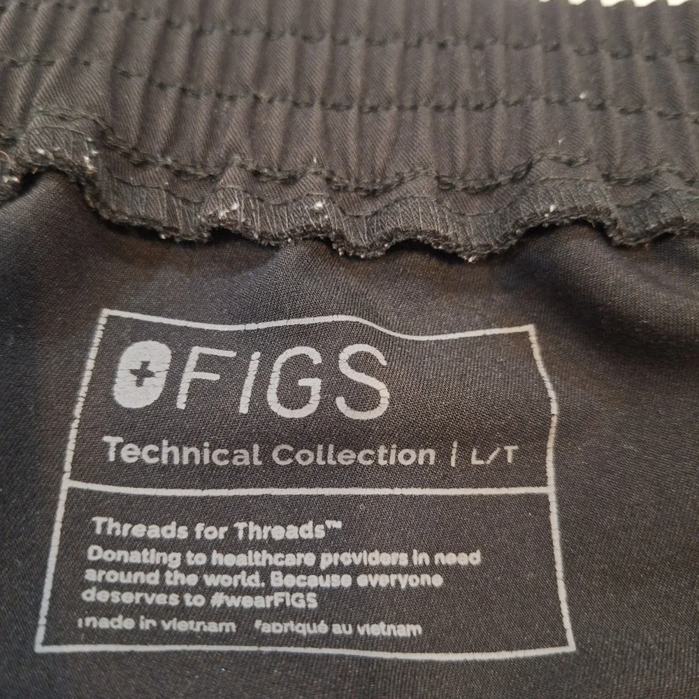 FIGS Scrub Pants Mens Lg Tall Black Technical Collection TW2000T Cargo Medical